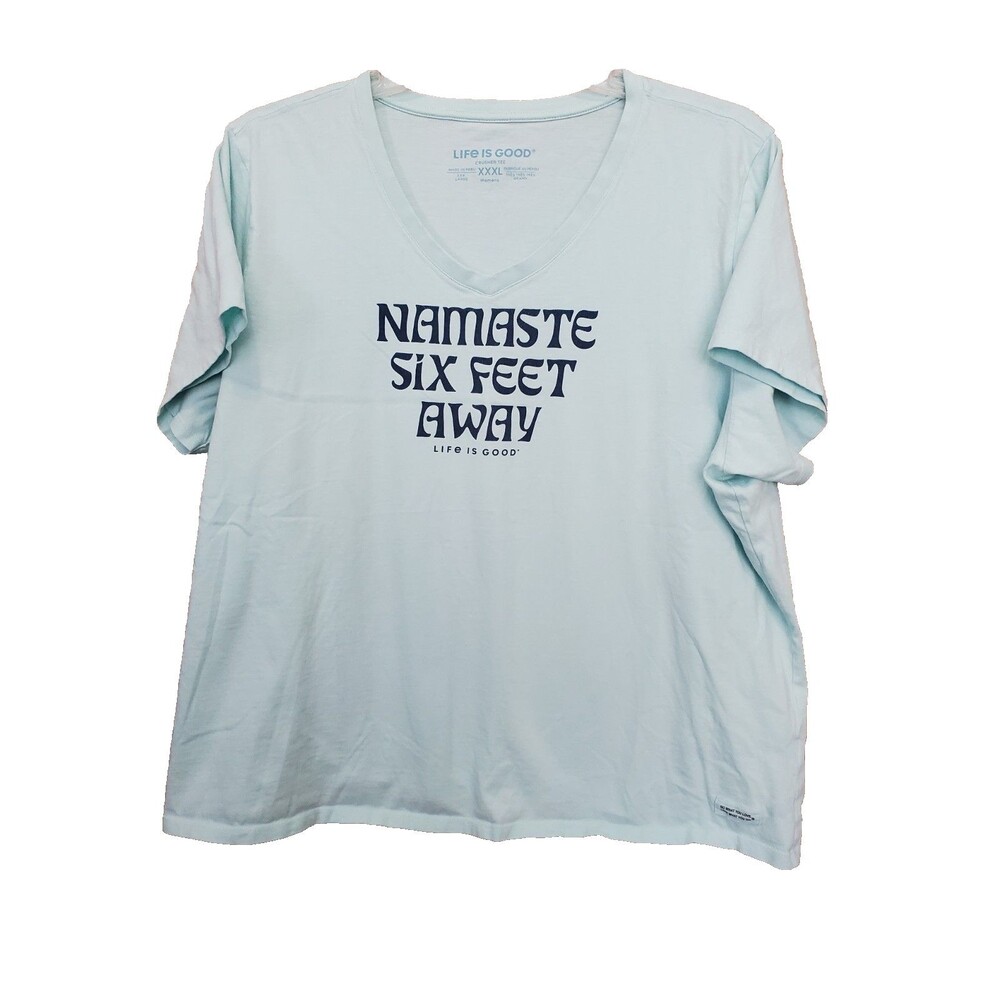 Life is Good Women’s Cotton Namaste 6 Feet Away V-Neck Crusher T-Shirt Size XXXL